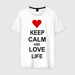 Футболка хлопковая мужская Keep Calm & Love Life, цвет: белый