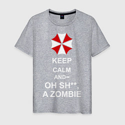 Футболка хлопковая мужская Keep Calm & Oh Sh**, A Zombie, цвет: меланж