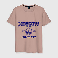 Футболка хлопковая мужская MGU Moscow University, цвет: пыльно-розовый