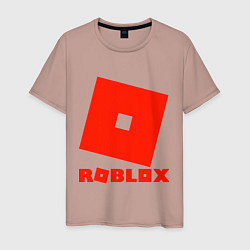Футболка хлопковая мужская Roblox Logo, цвет: пыльно-розовый
