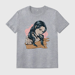 Футболка хлопковая мужская Девушка, цвет: меланж
