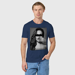 Футболка хлопковая мужская Усы Дженнифер Лопес, цвет: тёмно-синий — фото 2