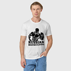 Футболка хлопковая мужская Russian bodybuilding, цвет: белый — фото 2