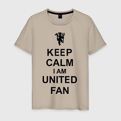 Футболка хлопковая мужская Keep Calm & United fan, цвет: миндальный