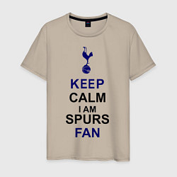 Футболка хлопковая мужская Keep Calm & Spurs fan, цвет: миндальный
