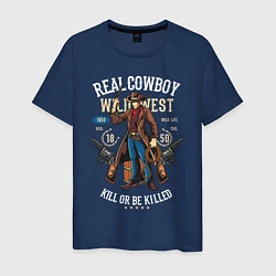 Футболка хлопковая мужская Real Cowboy, цвет: тёмно-синий
