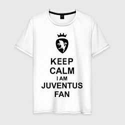 Футболка хлопковая мужская Keep Calm & Juventus fan цвета белый — фото 1