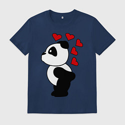 Футболка хлопковая мужская Поцелуй панды: для него, цвет: тёмно-синий