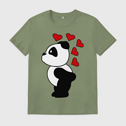 Футболка хлопковая мужская Поцелуй панды: для него, цвет: авокадо