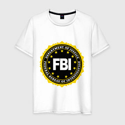 Футболка хлопковая мужская FBI Departament, цвет: белый