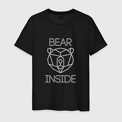 Футболка хлопковая мужская Bear Inside, цвет: черный