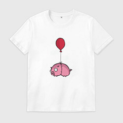 Футболка хлопковая мужская Fly Pig, цвет: белый