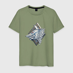 Футболка хлопковая мужская Space Wolves, цвет: авокадо