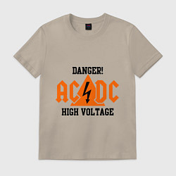 Футболка хлопковая мужская AC/DC: High Voltage, цвет: миндальный