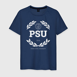 Футболка хлопковая мужская PSU, цвет: тёмно-синий
