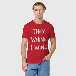 Футболка хлопковая мужская They Whine I Wine, цвет: красный — фото 2