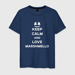 Футболка хлопковая мужская Keep Calm & Love Marshmello, цвет: тёмно-синий