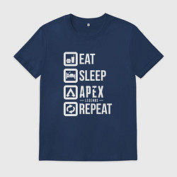 Футболка хлопковая мужская Eat, Sleep, Apex, Repeat, цвет: тёмно-синий
