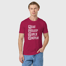 Футболка хлопковая мужская Eat, Sleep, Apex, Repeat, цвет: маджента — фото 2