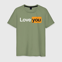 Футболка хлопковая мужская PornHub: Love You, цвет: авокадо