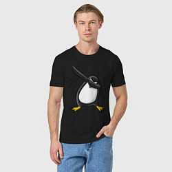 Футболка хлопковая мужская DAB Pinguin, цвет: черный — фото 2