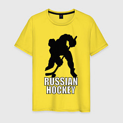Футболка хлопковая мужская Russian Black Hockey, цвет: желтый