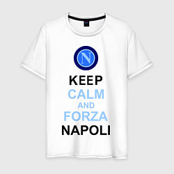 Футболка хлопковая мужская Keep Calm & Forza Napoli, цвет: белый