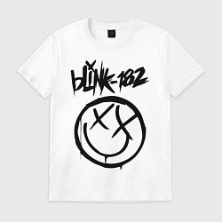 Футболка хлопковая мужская BLINK-182, цвет: белый