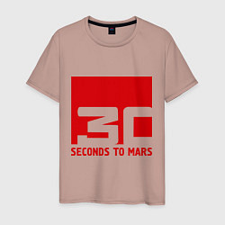 Футболка хлопковая мужская 30 seconds to mars, цвет: пыльно-розовый