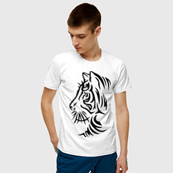 Футболка хлопковая мужская Тигр тату цвета белый — фото 2