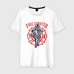 Футболка хлопковая мужская Fire fighter, цвет: белый