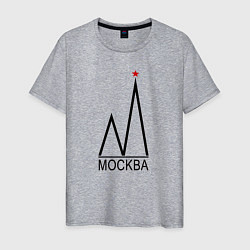 Футболка хлопковая мужская Москва-чёрный логотип-2, цвет: меланж