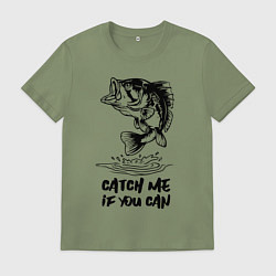 Футболка хлопковая мужская Catch me if you can, цвет: авокадо