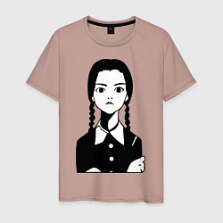 Футболка хлопковая мужская Wednesday Addams, цвет: пыльно-розовый