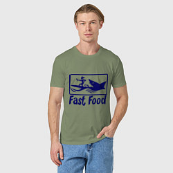 Футболка хлопковая мужская Shark fast food, цвет: авокадо — фото 2