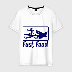 Футболка хлопковая мужская Shark fast food, цвет: белый