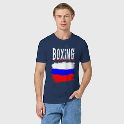Футболка хлопковая мужская Бокс Россия, цвет: тёмно-синий — фото 2