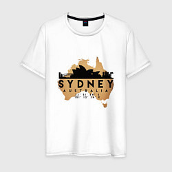 Футболка хлопковая мужская Сидней Австралия, цвет: белый