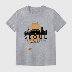 Футболка хлопковая мужская Сеул Южная Корея, цвет: меланж