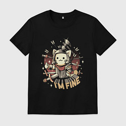 Футболка хлопковая мужская Я в порядке, цвет: черный