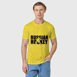 Футболка хлопковая мужская Russian Hockey, цвет: желтый — фото 2