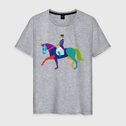 Футболка хлопковая мужская Всадник на коне, цвет: меланж