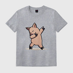 Футболка хлопковая мужская Dabbing Pig, цвет: меланж