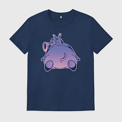 Футболка хлопковая мужская Бегемотик, цвет: тёмно-синий