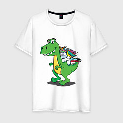 Футболка хлопковая мужская Динозавр, цвет: белый