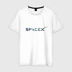 Футболка хлопковая мужская SpaceX цвета белый — фото 1