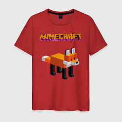 Футболка хлопковая мужская Minecraft - лиса, цвет: красный