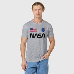 Футболка хлопковая мужская NASA НАСА, цвет: меланж — фото 2