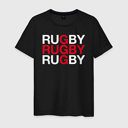 Футболка хлопковая мужская Rugby Регби, цвет: черный