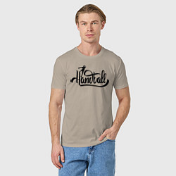 Футболка хлопковая мужская Handball lettering, цвет: миндальный — фото 2